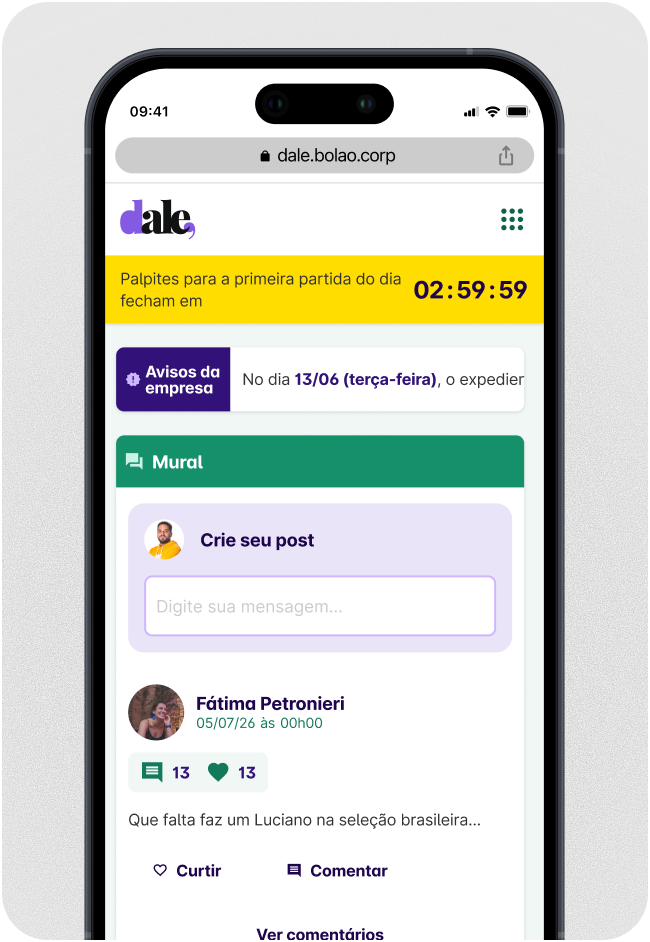 DALE Bolão platform screen 3