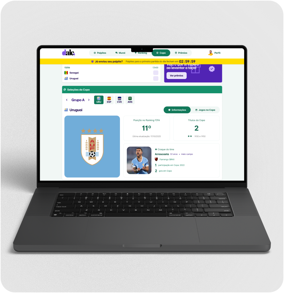 DALE Bolão platform screen 5