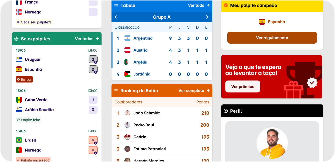 DALE Bolão platform cards 1